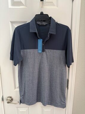 Travis Mathew Two-Tone Polo - Navy and Blue-Gray